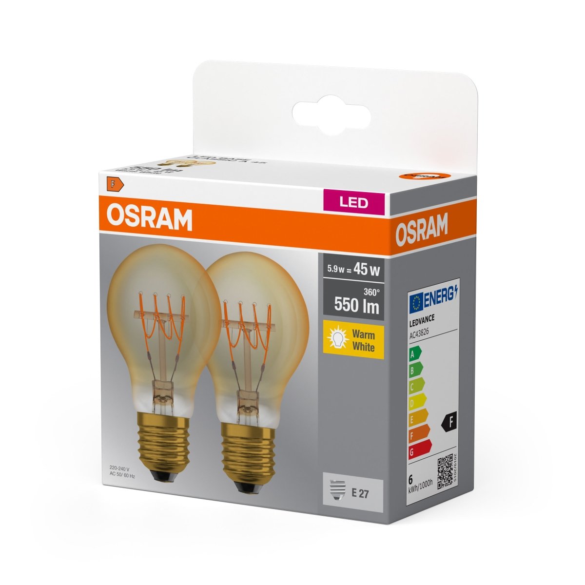 2 x lampa LED klasyczny krztałt E27 5,9 W 2700 K 550lm - Poland LEDVANCE e-shop 4099854008450