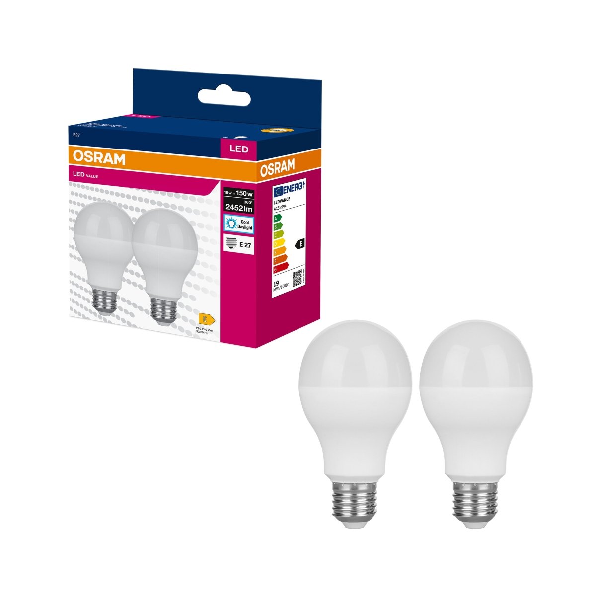 2x Żarówka LED A68 E27 19W = 150W 2542lm 6500K Zimna 200° VALUE CLASSIC Osram - Poland LEDVANCE e - shop 4058075634350