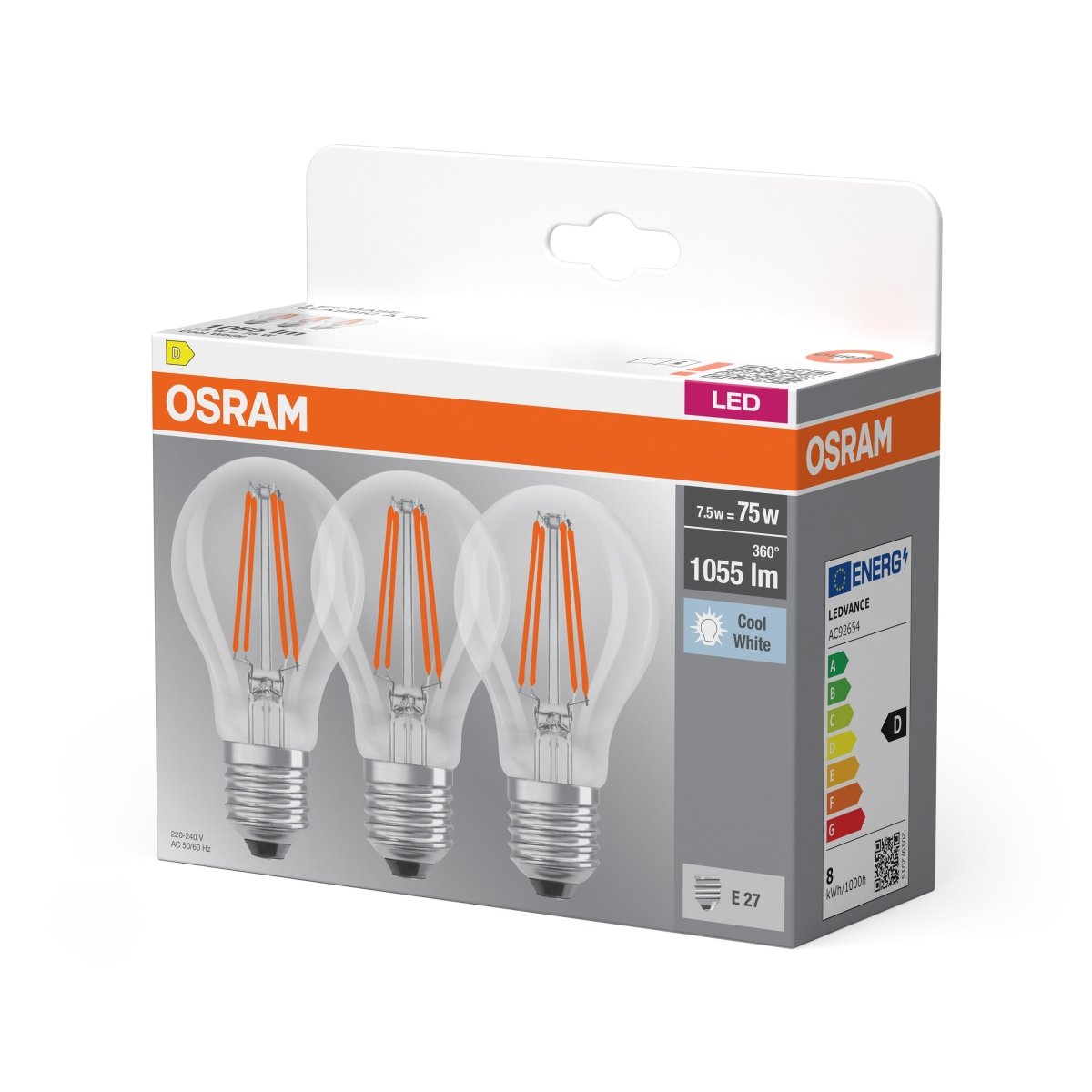 3 x lampa LED klasyczny krztałt E27 7,5 W 4000 K 1055lm - Poland LEDVANCE e-shop 4058075592377