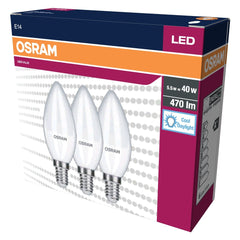 3x Żarówka LED B37 Świeczka E14 4.9W = 40W 470lm 6500K Zimna 200° VALUE CLASSIC - Poland LEDVANCE e - shop 4058075385184