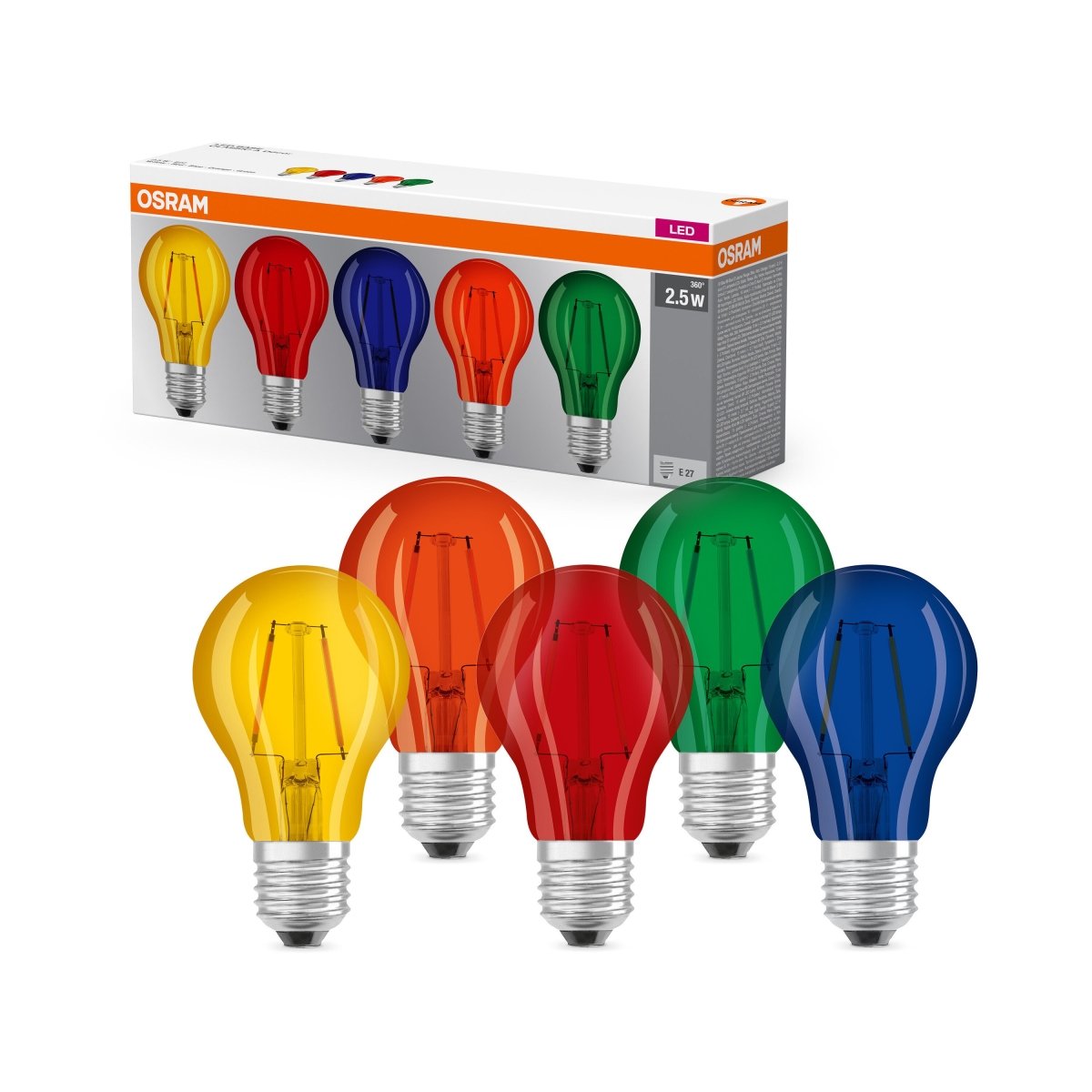 5 x kolorowa Lampa LED w kształcie klasycznej żarówki - Poland LEDVANCE e-shop 4058075058460