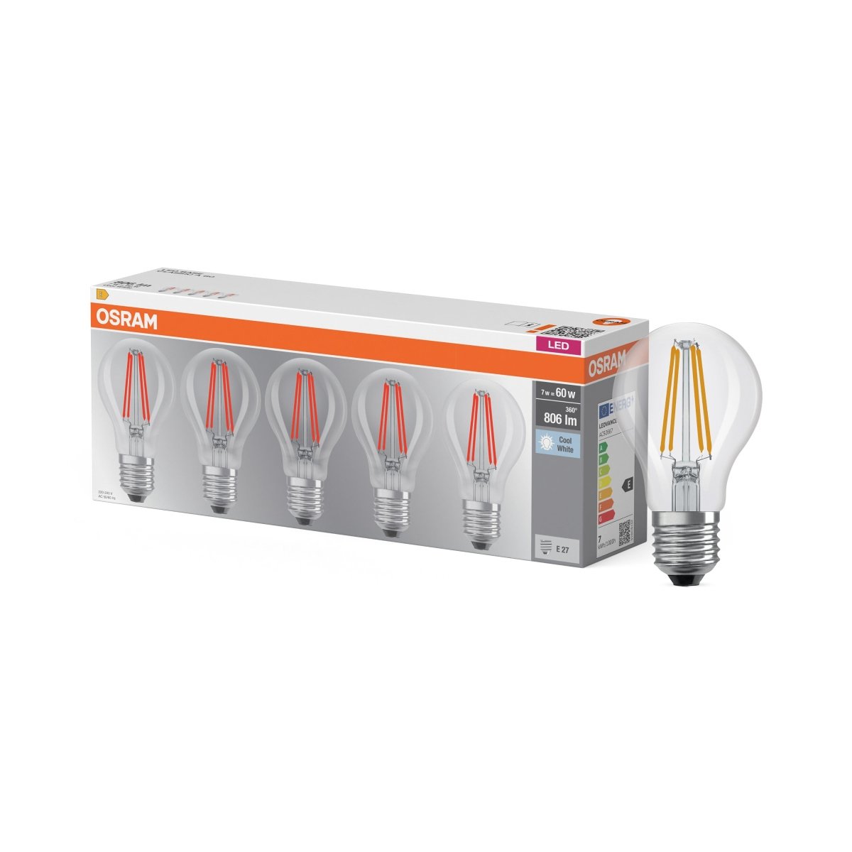 5 x lampa LED E27 6,5W 4000K 806lm Neutralny Klasyczny Styl - Poland LEDVANCE e-shop 4058075466517