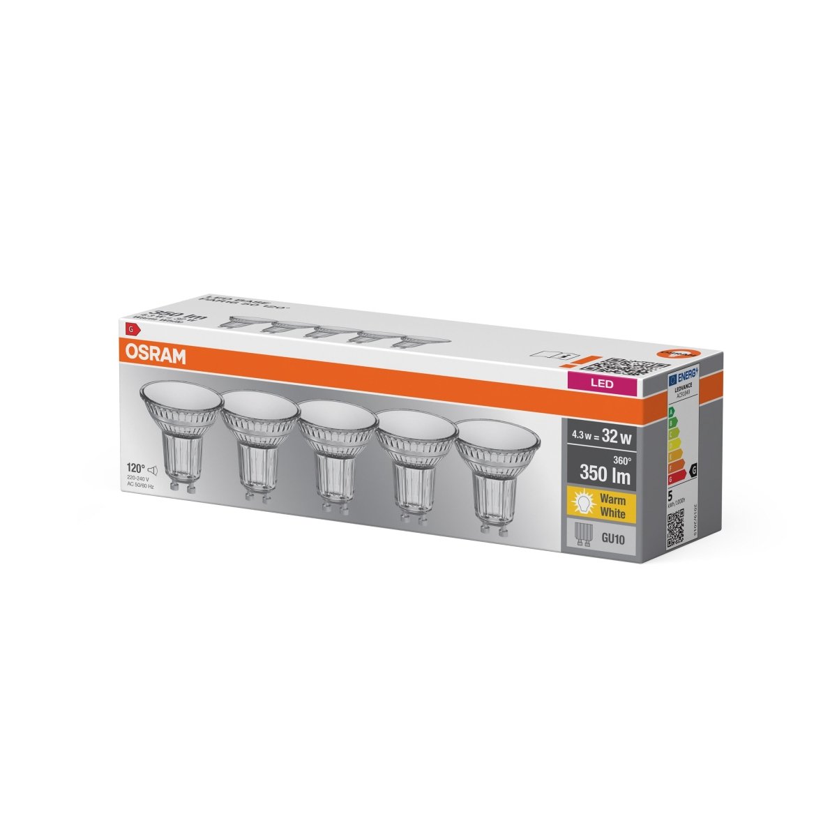 5 x reflektorowa Lampa LED PAR16 z trzonkiem GU10 4,3W 2700K - Poland LEDVANCE e-shop 4058075466579
