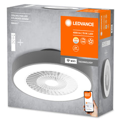 Lampa sufitowa LED WiFi CEILING FAN CYLINDER + RC 76W, SMART, z wentylatorem, okrągła, szara obudowa, 550 mm