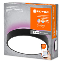 Lampa sufitowa LED WiFi ORBIS BACKLIGHT BLACK 28W, SMART, okrągła, RGB, regulowana biel, 350 mm