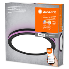 Lampa sufitowa LED WiFi ORBIS CIRCLE BLACK 28W, SMART, okrągła, RGB, regulowana biel, 460x460 mm
