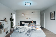 Lampa sufitowa LED WiFi ORBIS CIRCLE BLACK 28W, SMART, okrągła, RGB, regulowana biel, 460x460 mm