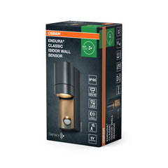 OSRAM Endura Classic IP65 Isidor Kinkiet, czujnik, szary
