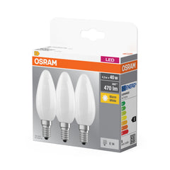 Żarówka LED E14 4W BASE 3 szt., świeczka, retrofit, barwa ciepła