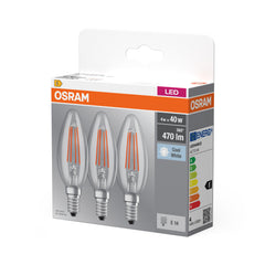 Żarówka LED E14 4W BASE 3 szt., świeczka, Fil, barwa zimna