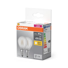 Żarówka LED E14 4W BASE 2 szt. kulka, matowa, barwa ciepła