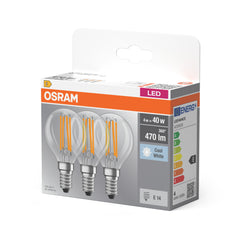 Żarówka LED E14 4W BASE 3 szt., kulka, Fil, barwa zimna