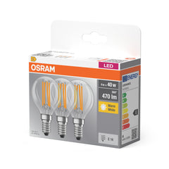 Żarówka LED E14 4W BASE 3 szt., kulka, Fil, barwa ciepła