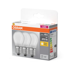 Żarówka LED E27 4W BASE CLASSIC 3 szt., matowa, barwa ciepła
