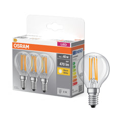 Żarówka LED E14 4W BASE 3 szt., kulka, Fil, barwa ciepła