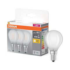 Żarówka LED E14 4W BASE CLASSIC 3 szt., kulka, retrofit, barwa ciepła