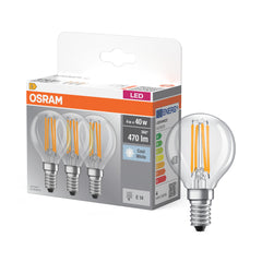 Żarówka LED E14 4W BASE 3 szt., kulka, Fil, barwa zimna