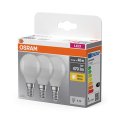 Żarówka LED E14 4,9W BASE 3 szt., matowa, barwa ciepła