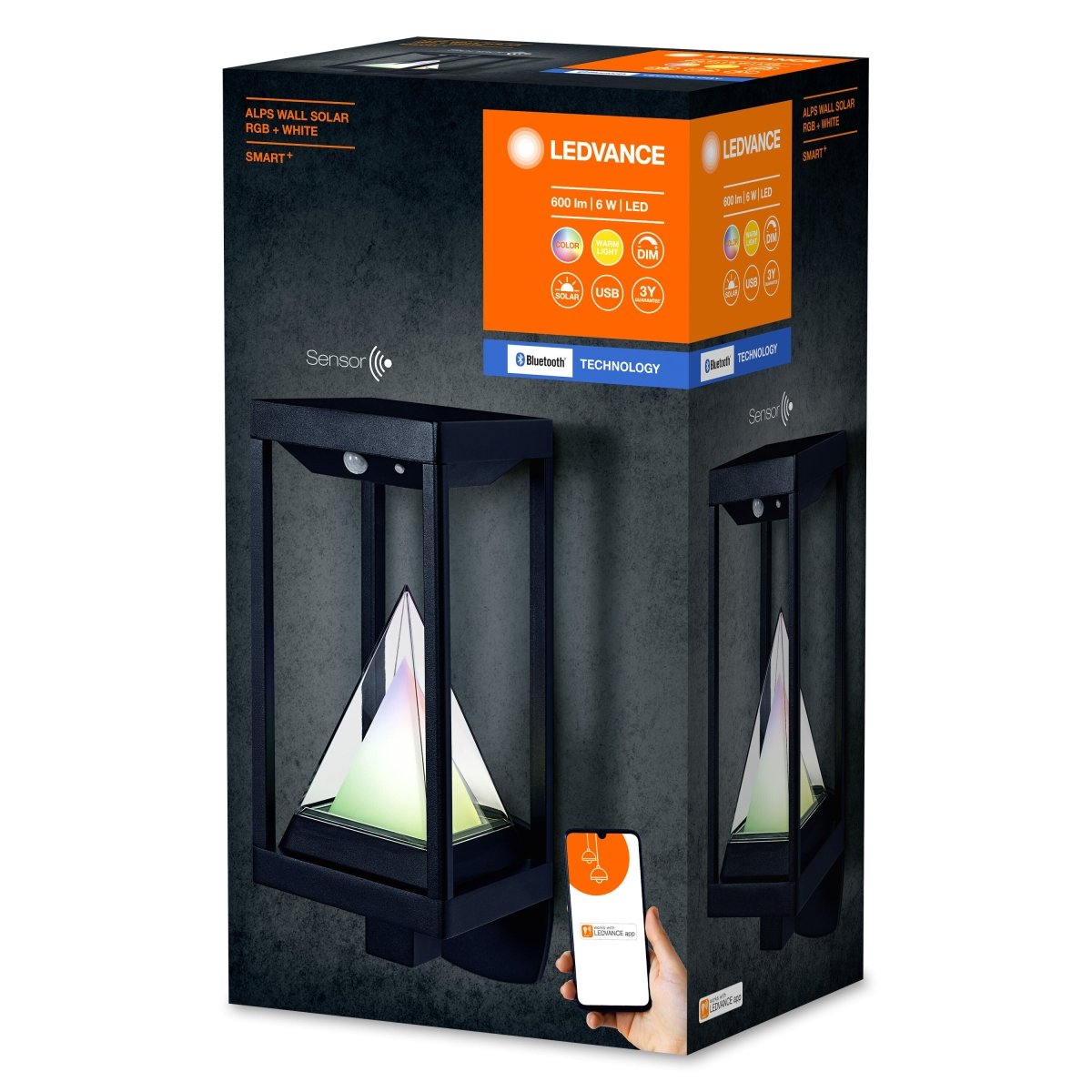 Kinkiet zewnętrzny LED 6W, inteligentny Smart+ Solar Alps Wall RGB - Poland LEDVANCE e-shop 4058075763722