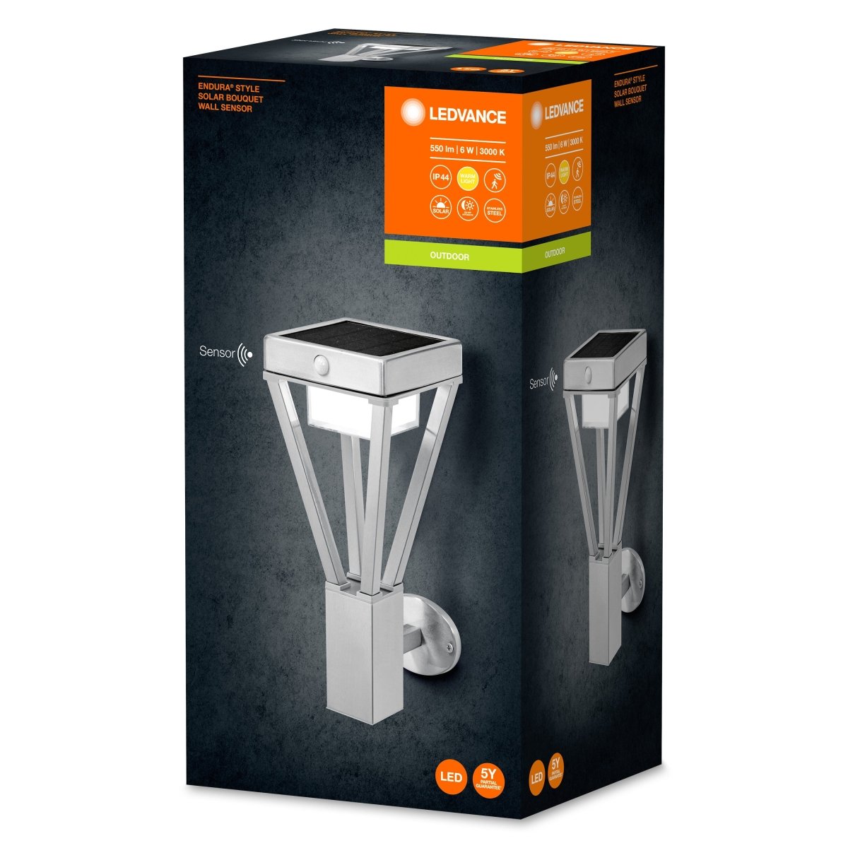 Kinkiet zewnętrzny LED ENDURA STYLE SOLAR BOUQUET Wall sensor stal - Poland LEDVANCE e-shop 4058075564503