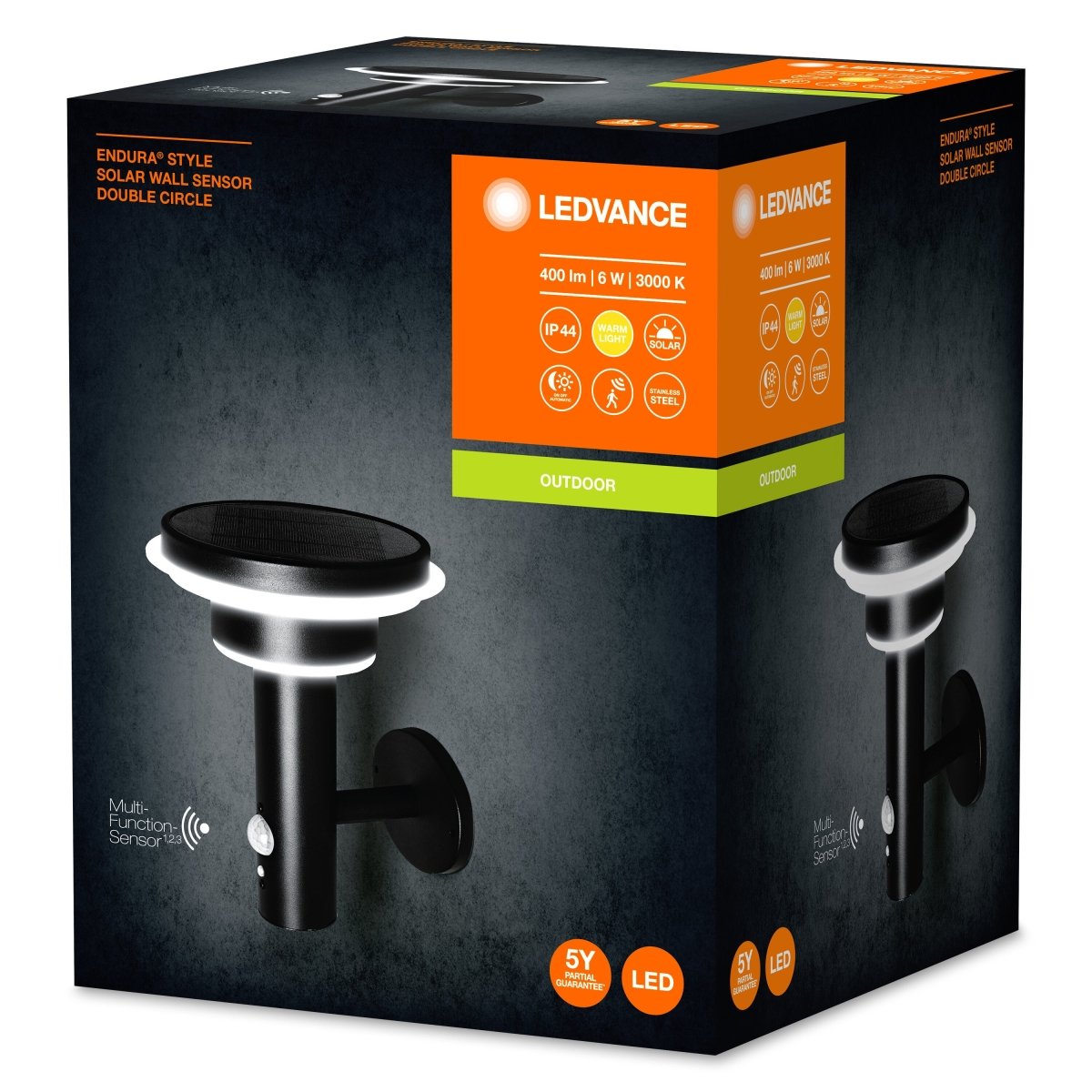 Kinkiet zewnętrzny LED ENDURA STYLE Solar Sensor Wall Circle 6W BK - Poland LEDVANCE e-shop 4058075392724