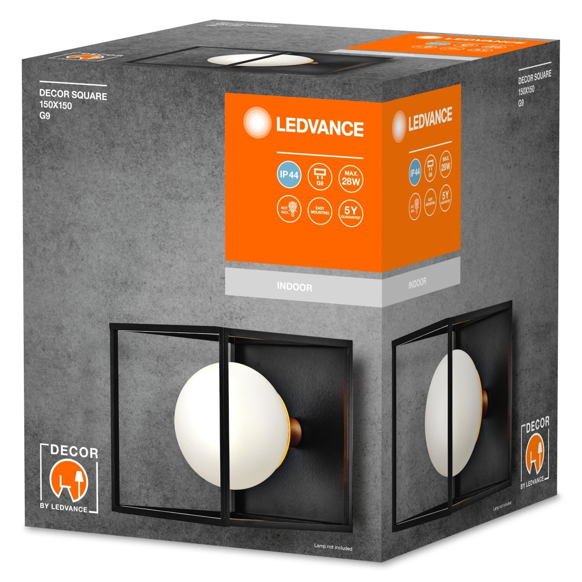 Lampa łazienkowa G9 Decor Square 150x150mm, IP44, czarna. - Poland LEDVANCE e-shop 4058075756908