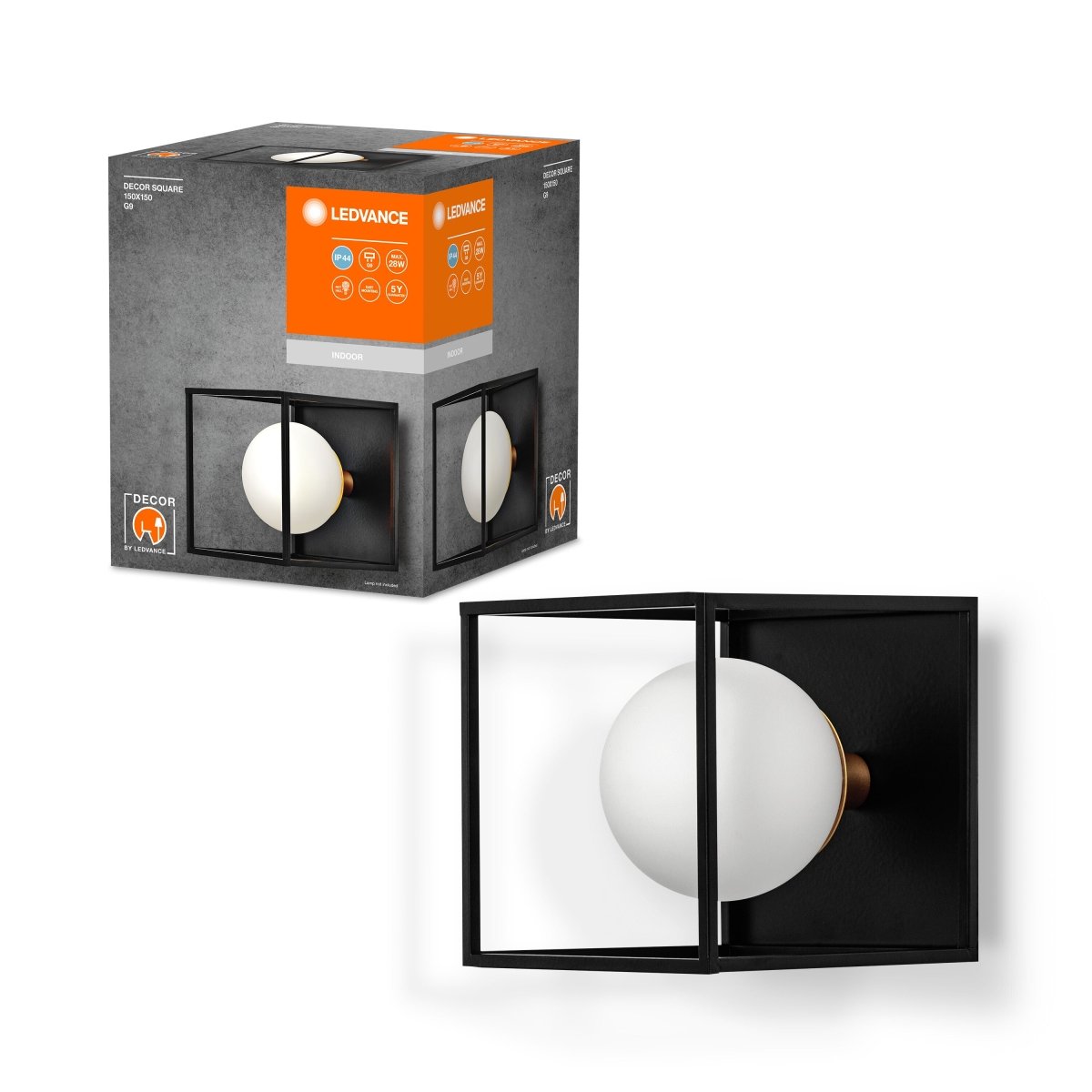 Lampa łazienkowa G9 Decor Square 150x150mm, IP44, czarna. - Poland LEDVANCE e-shop 4058075756908