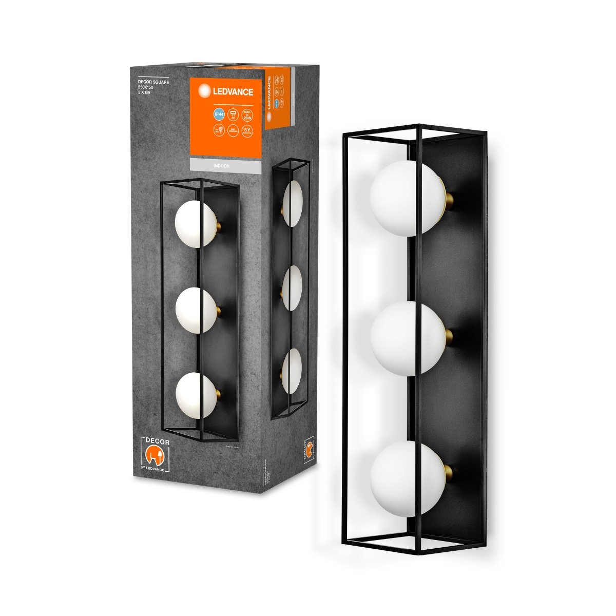 Lampa łazienkowa G9 Decor Square 550x150mm, IP44, czarna. - Poland LEDVANCE e-shop 4058075756946