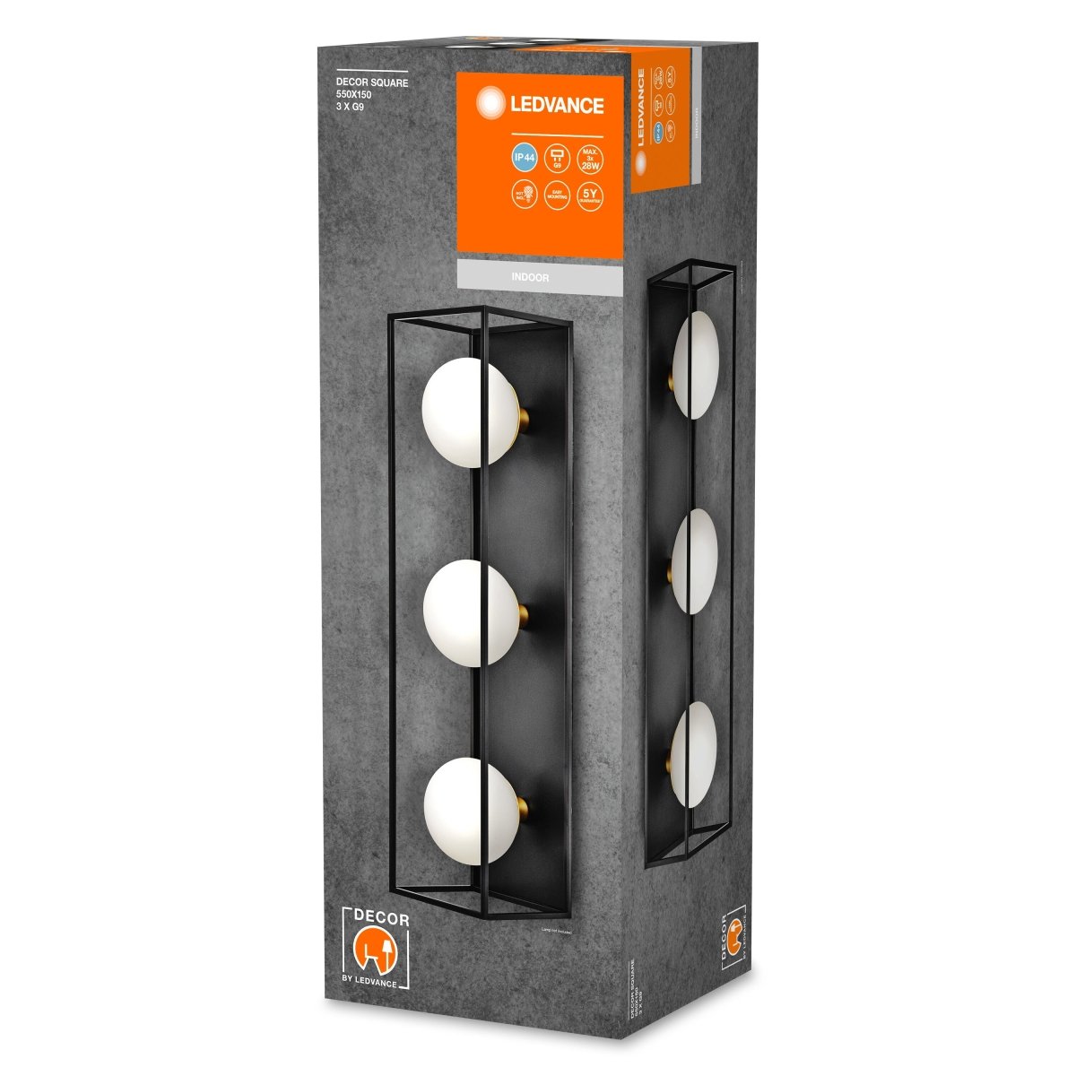 Lampa łazienkowa G9 Decor Square 550x150mm, IP44, czarna. - Poland LEDVANCE e-shop 4058075756946