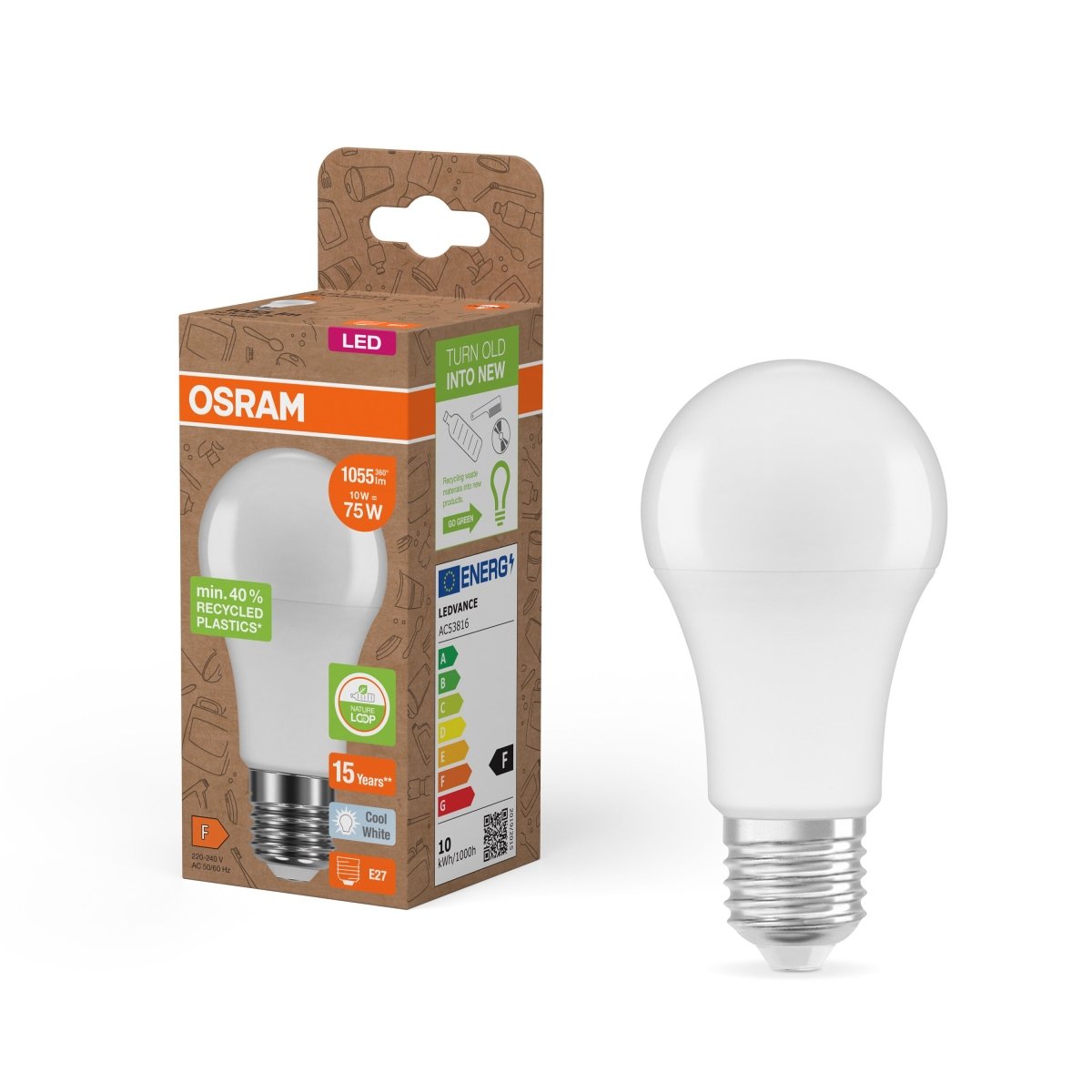 Lampa LED Klasyczna żarówka A z recyklingu E27 10W 4000K - Poland LEDVANCE e-shop 4058075831865