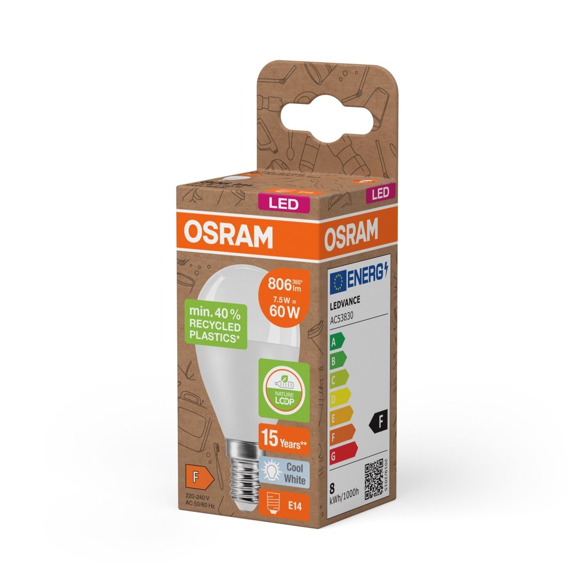 Lampa LED Klasyczna żarówka P z recyklingu E14 7,5W 4000K - Poland LEDVANCE e-shop 4058075832145