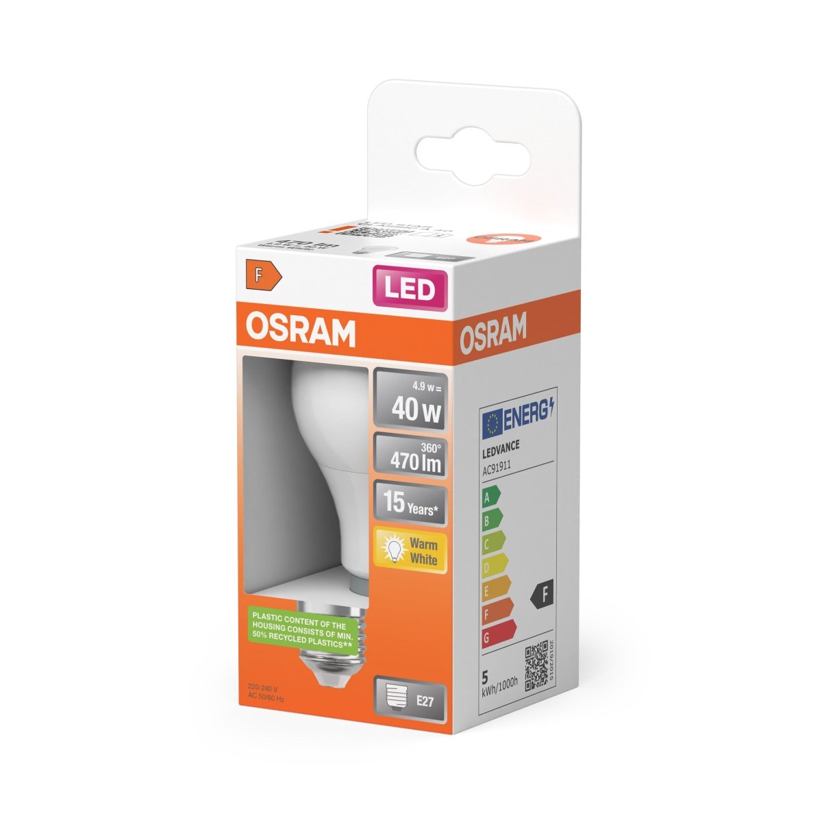 Lampa LED klasyczny krztałt E27 4,9 W 2700 K 470lm - Poland LEDVANCE e-shop 4058075127319