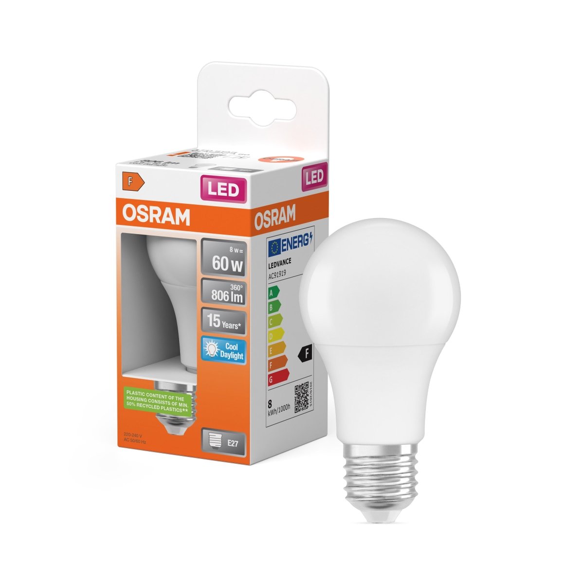 Lampa LED klasyczny krztałt E27 8 W 6500 K 806lm - Poland LEDVANCE e-shop 4058075428560