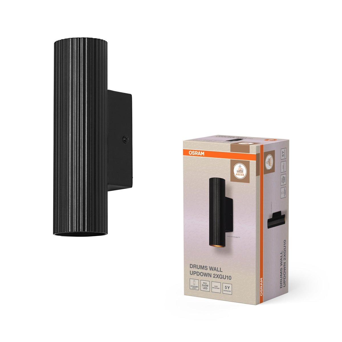 Lampa LED OSRAM Decor Drums Wall Updown 2XGU10 czarny - Poland LEDVANCE e - shop 4099854453595