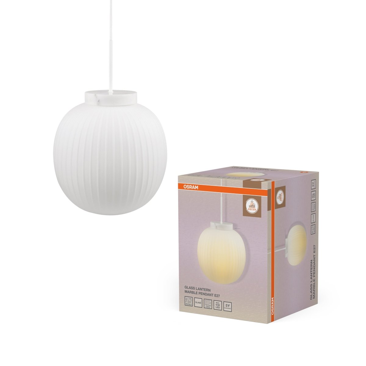 Lampa LED OSRAM Decor Glass Lantern Marble Pendant E27 - Poland LEDVANCE e - shop 4099854657467