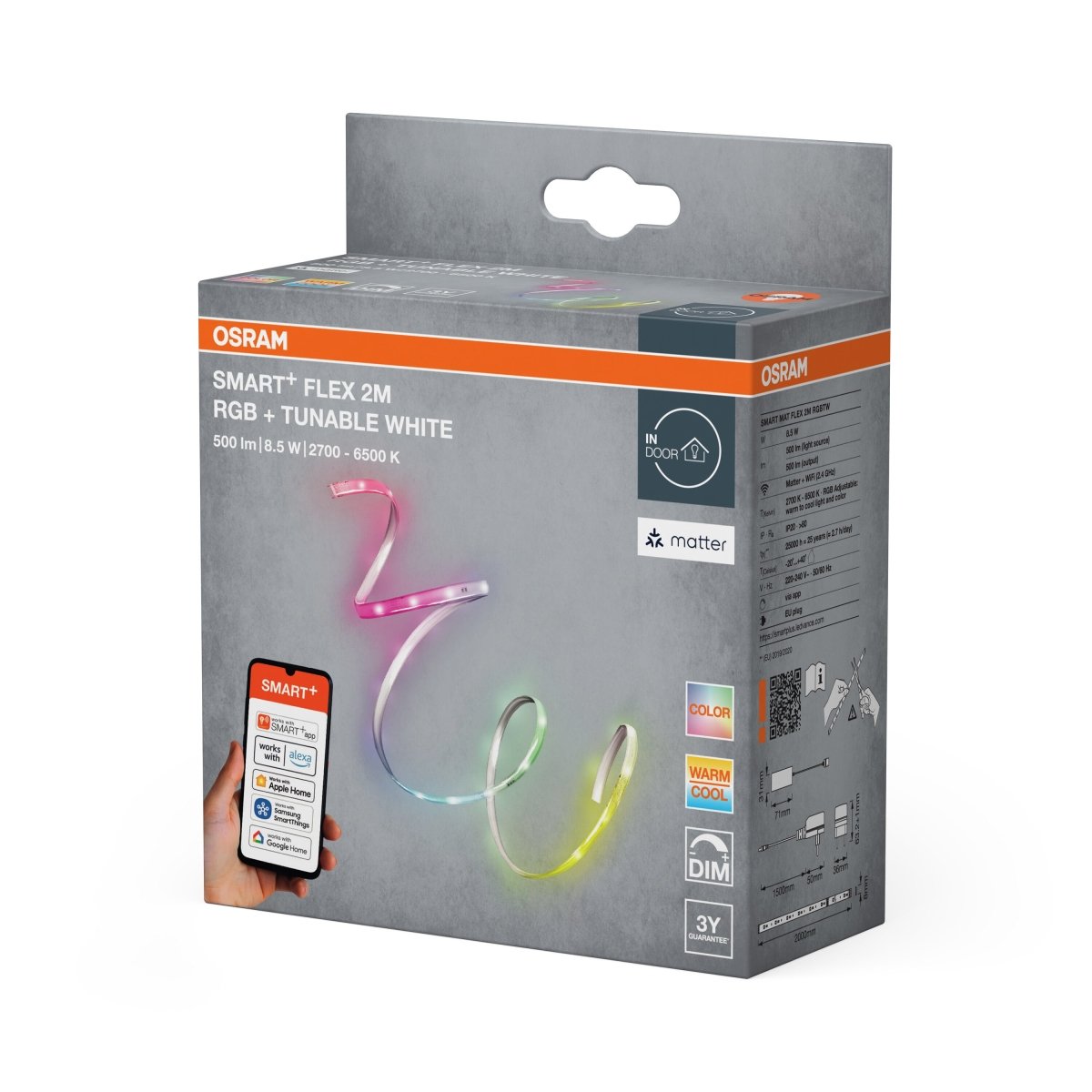 Lampa LED OSRAM SMART+ MATTER Flex 2M RGB Tunable biały - Poland LEDVANCE e - shop 4099854475214