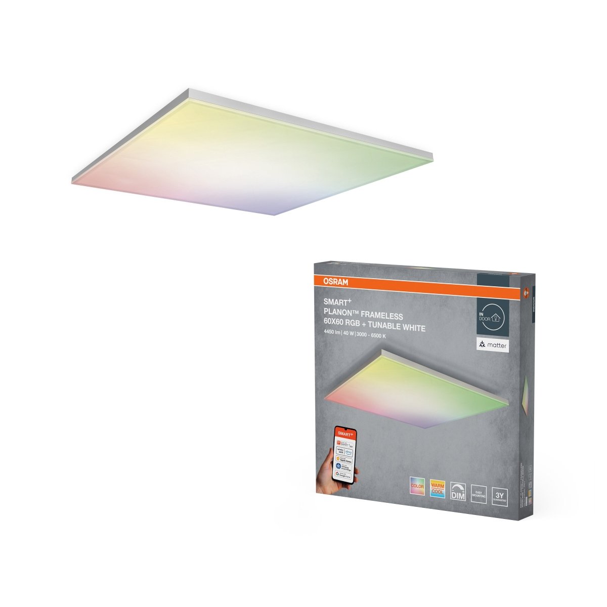 Lampa LED OSRAM SMART+ MATTER Planon Frameless Multicolor 600x600mm - Poland LEDVANCE e - shop 4099854471896