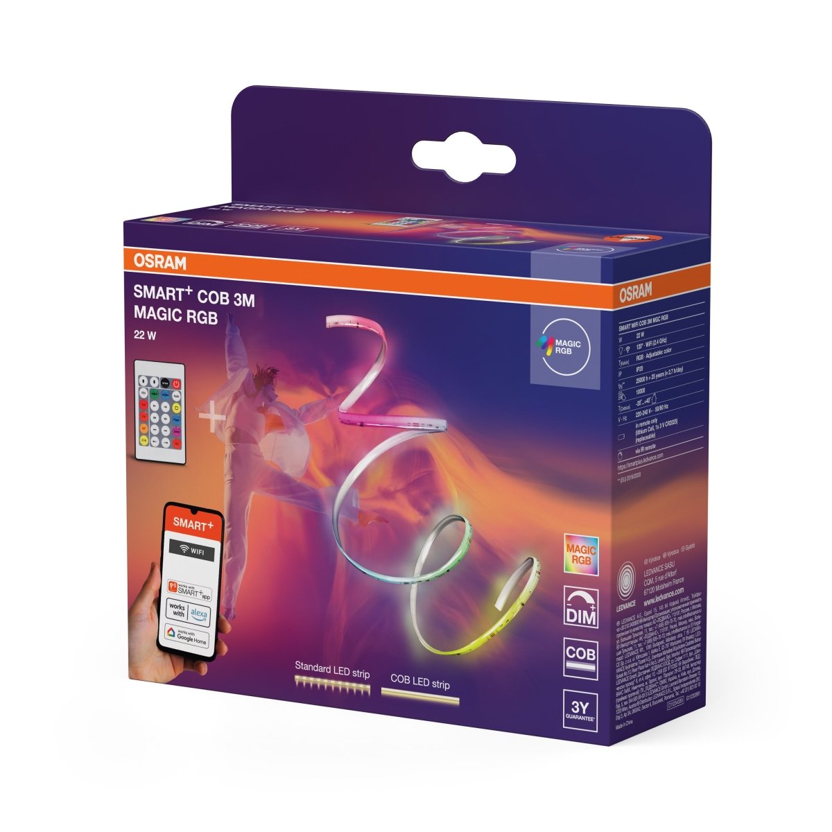Lampa LED OSRAM Smart+ Wifi COB 3M Magic RGB Remote Control - Poland LEDVANCE e - shop 4099854478390