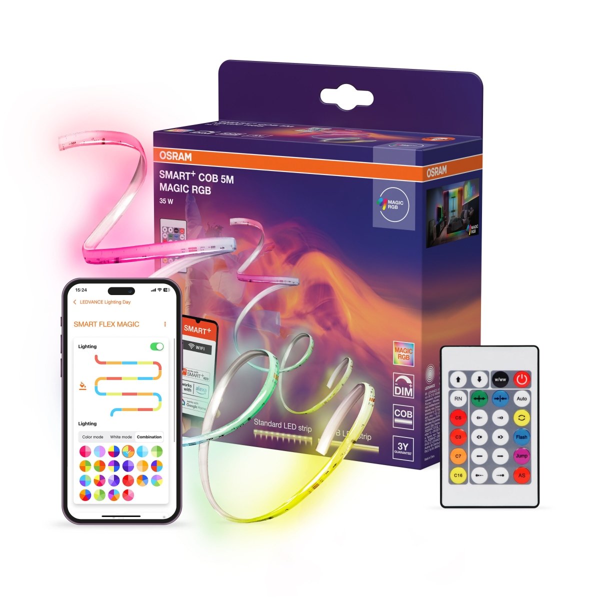 Lampa LED OSRAM Smart+ Wifi COB 5M Magic RGB Remote Control - Poland LEDVANCE e - shop 4099854478437