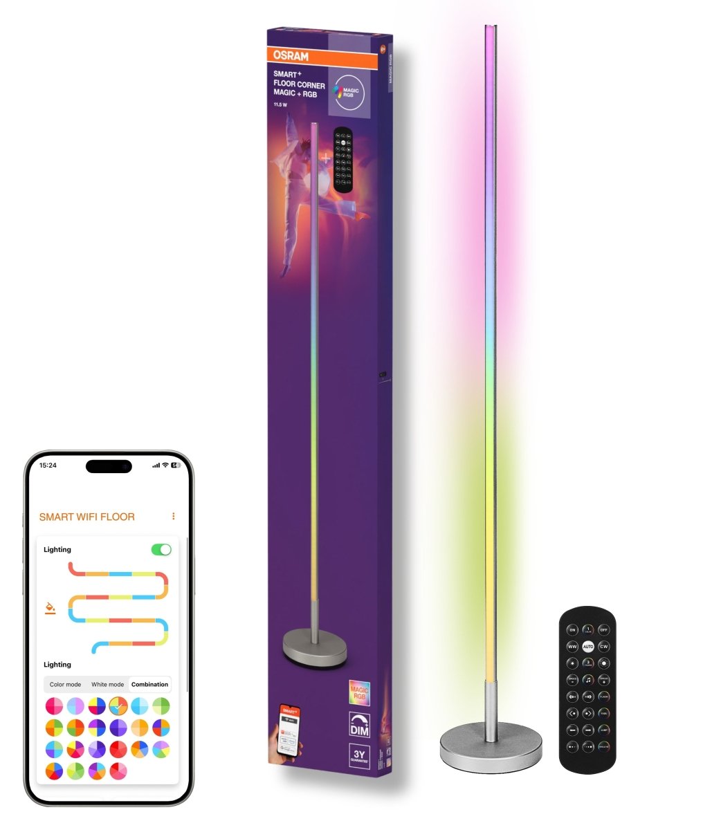 Lampa LED OSRAM SMART WIFI FLOOR CORNER Magic RGB Silver Remote Control - Poland LEDVANCE e - shop 4099854471858