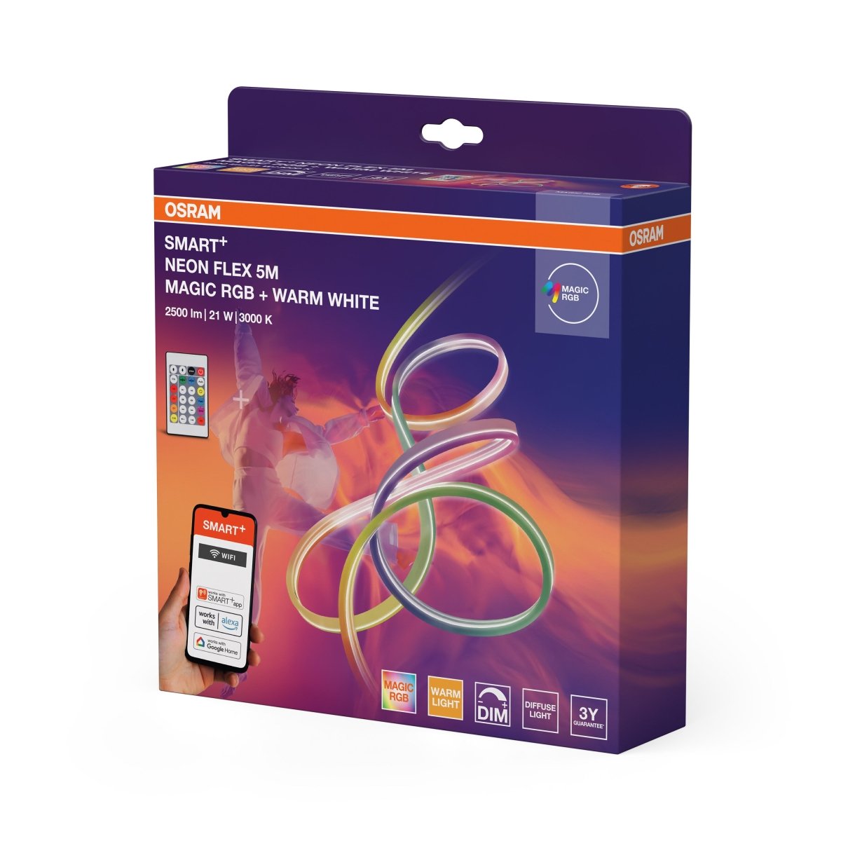 Lampa LED OSRAM Smart+ Wifi Neon Flex 5M Magic RGB 830 Remote Control - Poland LEDVANCE e - shop 4099854475559