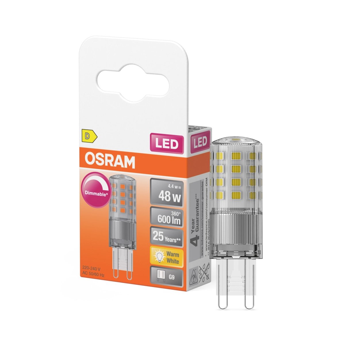 Lampa LED ściemnialna G9 4,4W 2700K 600lm - Poland LEDVANCE e-shop 4099854247583