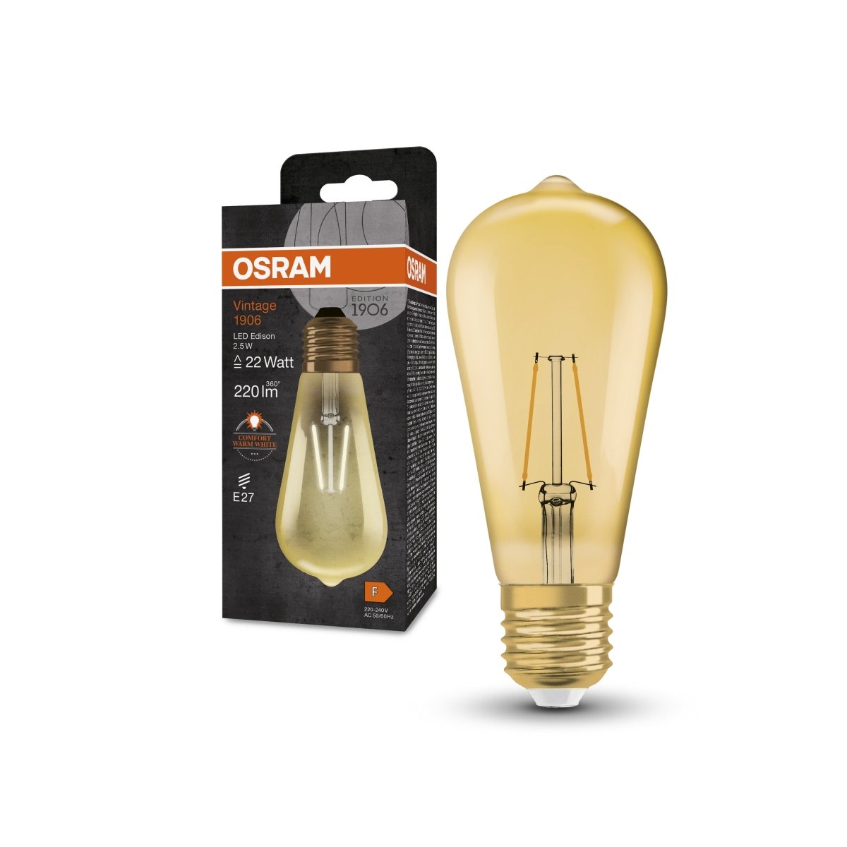 Lampa LED Vintage klas. krztałt Edisona E27 2,5W 2400K 220 - Poland LEDVANCE e - shop 4099854091339