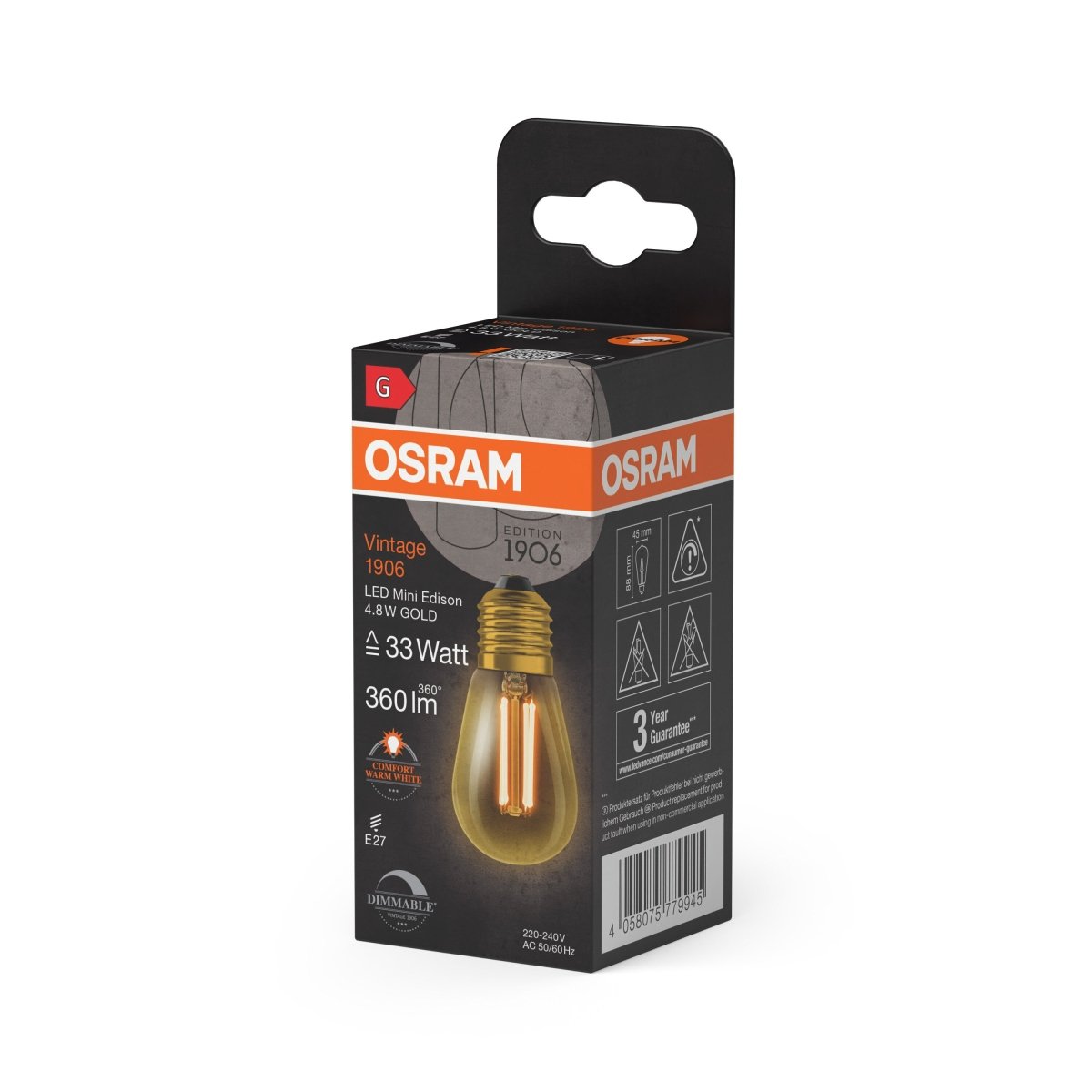 Lampa LED Vintage Klasyczny krztałt E27 4,8W 2200K 360lm - Poland LEDVANCE e-shop 4058075779945