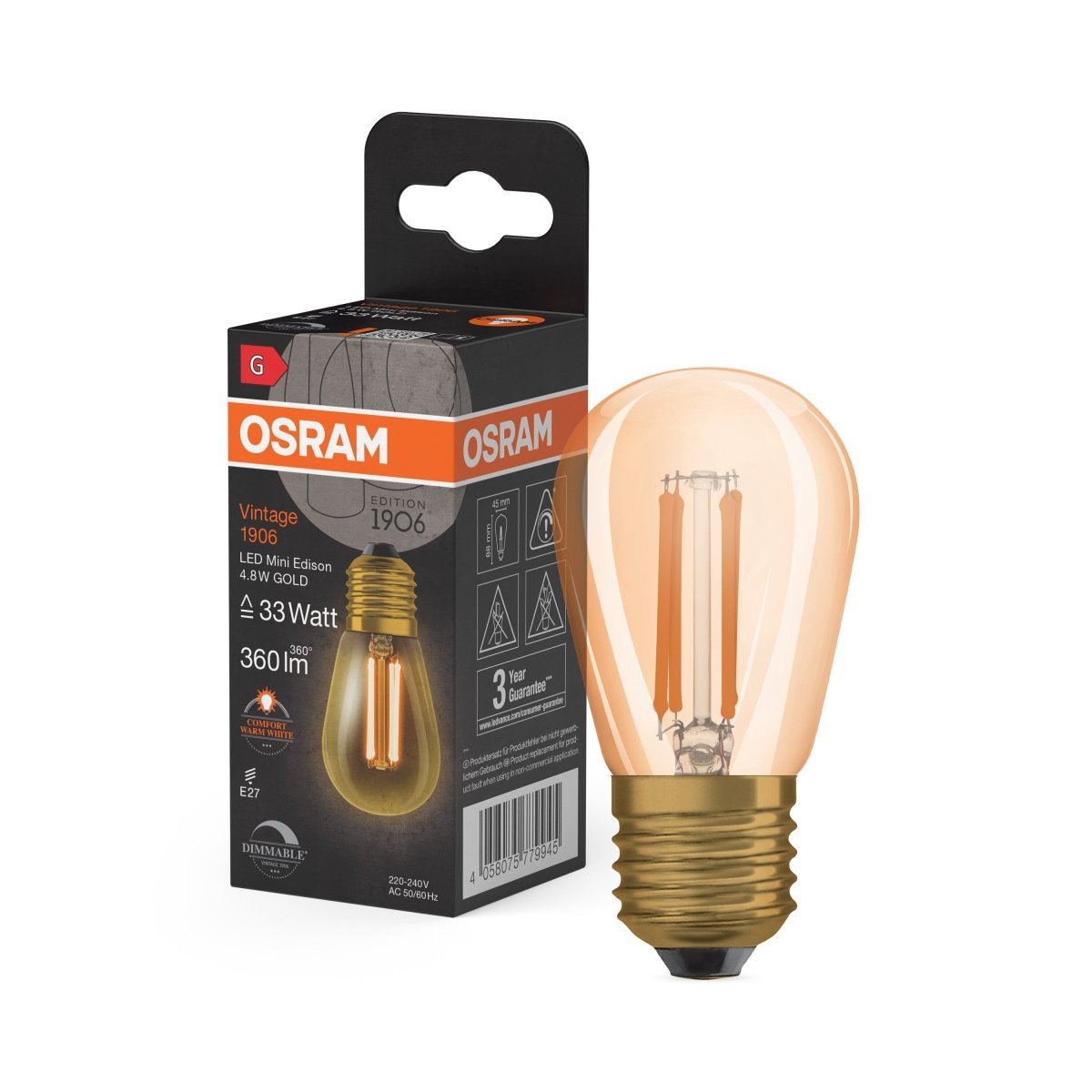 Lampa LED Vintage Klasyczny krztałt E27 4,8W 2200K 360lm - Poland LEDVANCE e-shop 4058075779945