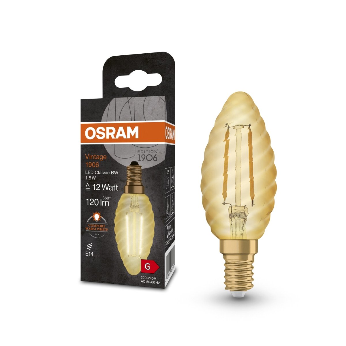 Lampa LED Vintage Świecowa E14 1,5W 2400K Stylowa - Poland LEDVANCE e - shop 4099854091513