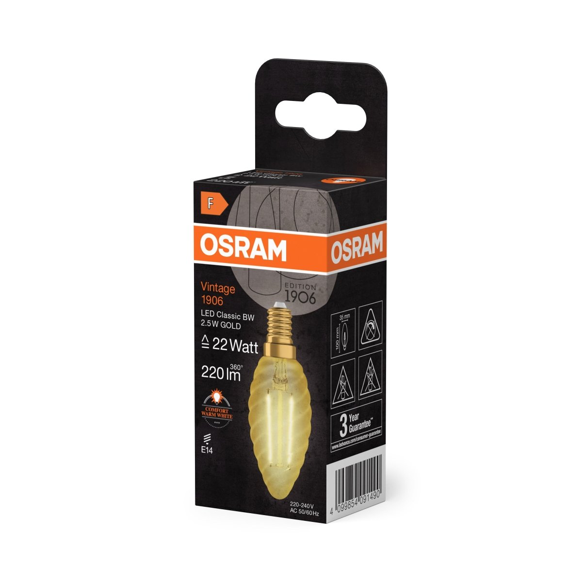 Lampa LED Vintage Świecowa E14 2,5W 2400K Klasyczna - Poland LEDVANCE e - shop 4099854091490