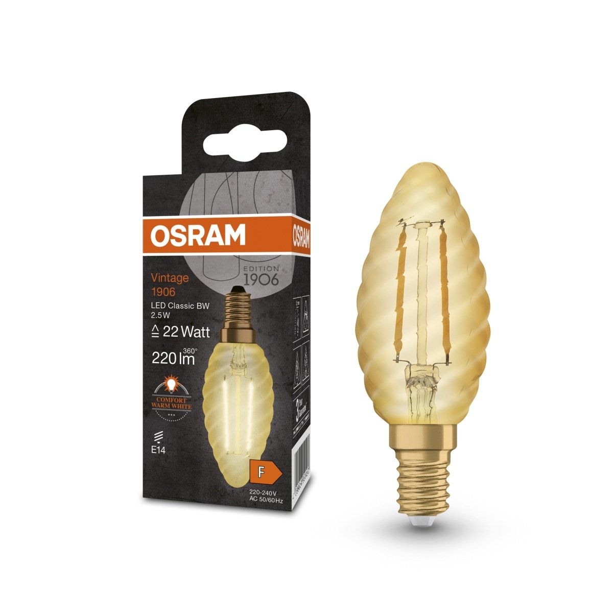 Lampa LED Vintage Świecowa E14 2,5W 2400K Klasyczna - Poland LEDVANCE e - shop 4099854091490