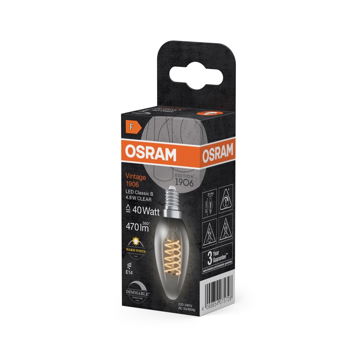 Lampa LED Vintage Świecowa E14 4,8W Ściemnialna - Poland LEDVANCE e-shop 4099854075728