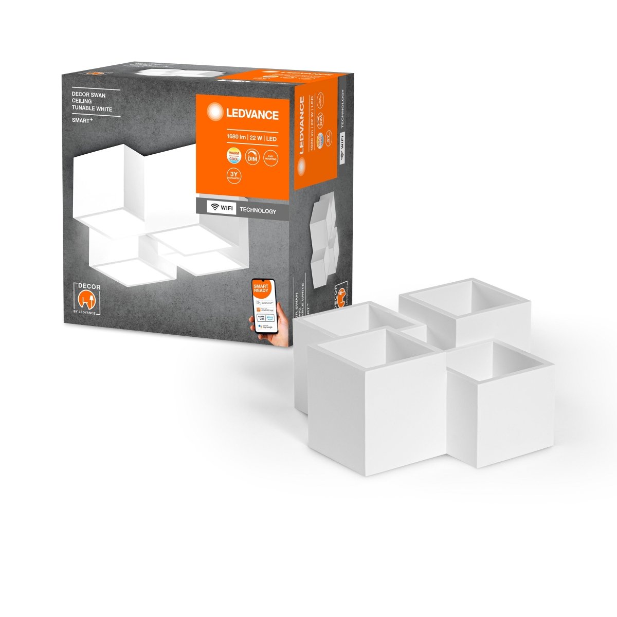 Lampa LED WiFi 22W, SMART+ Swan White Ceiling, regulowana biel. - Poland LEDVANCE e-shop 4058075757646